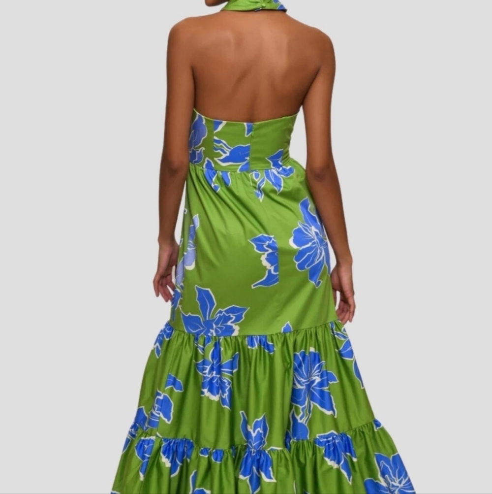 HUTCH JOSLIN Cotton Sateen Floral Halter Midi Size 2P NWOT - Picture 4 of 6